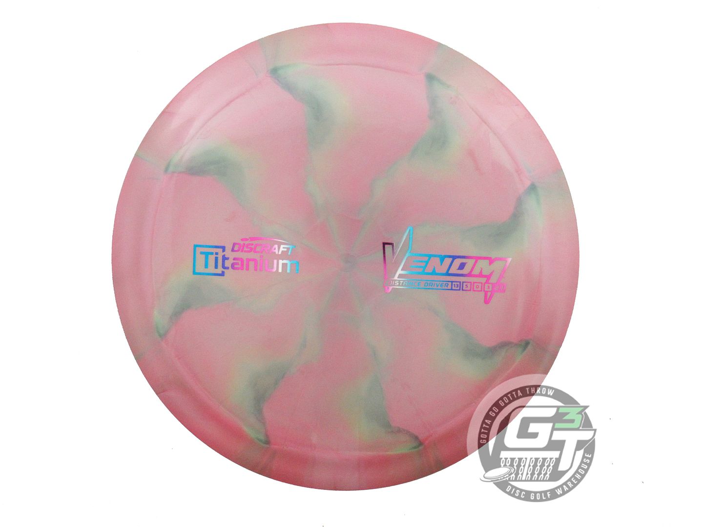 USED Discraft Titanium Venom 168g Pink-Green Distance Driver Golf Disc