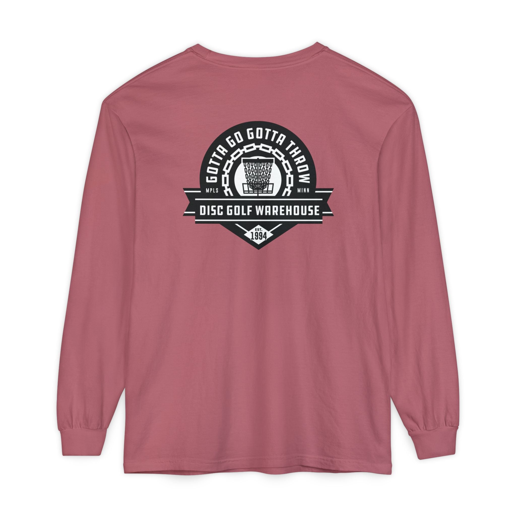 Gotta Go Gotta Throw Bar Stamp Unisex Garment-dyed Long Sleeve Disc Golf T-Shirt