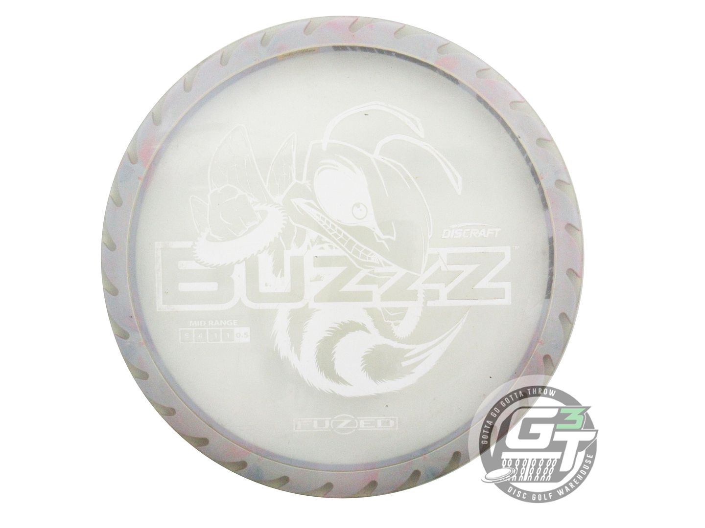 USED Discraft FuZed BuzzzSaw Buzzz 177g Clear White Stamp Midrange Golf Disc