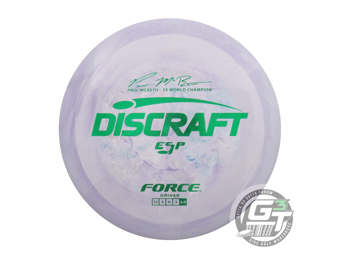 USED Discraft [McBETH] ESP Force 175g Lilac Green Foil Distance Driver Golf Disc
