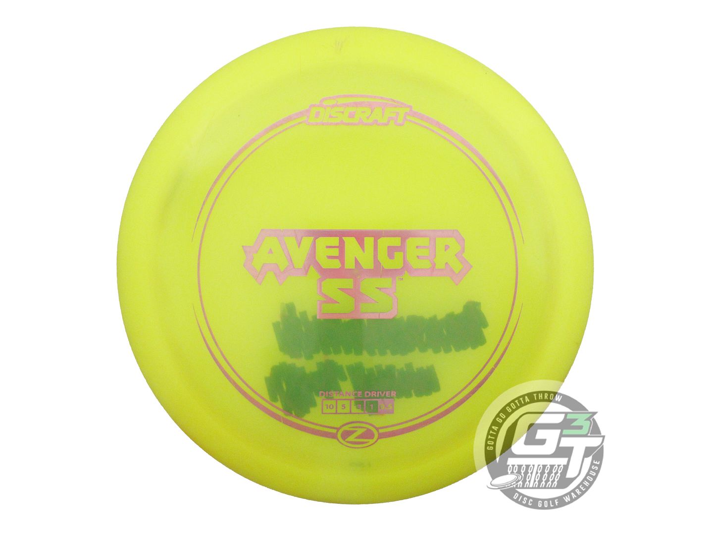 USED Discraft Z Avenger SS 180g Yellow Pink Holo Foil Distance Driver Golf Disc