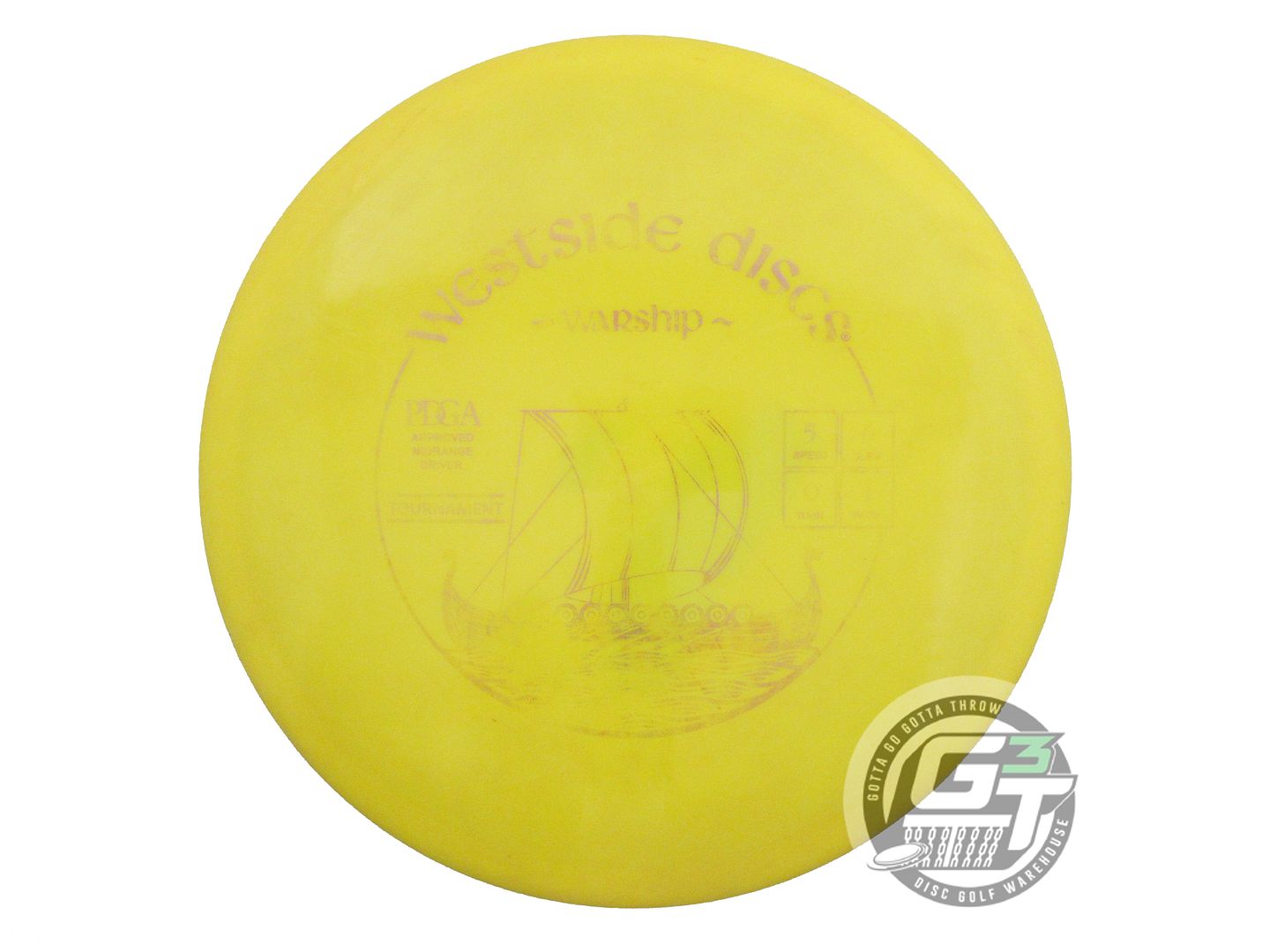 USED Westside Discs Tournament Warship 175g Yellow Wiped Stamp Midrange Disc