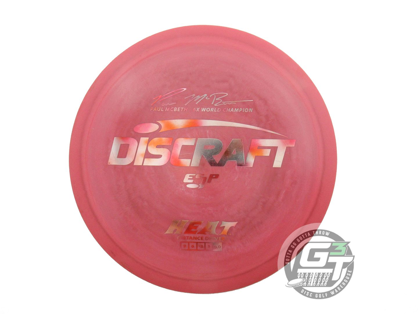 USED Discraft [McBETH] ESP Heat 175g Red Orange Cloud Foil Distance Driver Disc