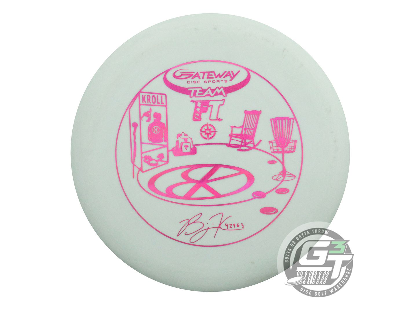 USED Gateway Super Glow Firm Wizard 173g Mint Magenta Foil Putter Golf Disc