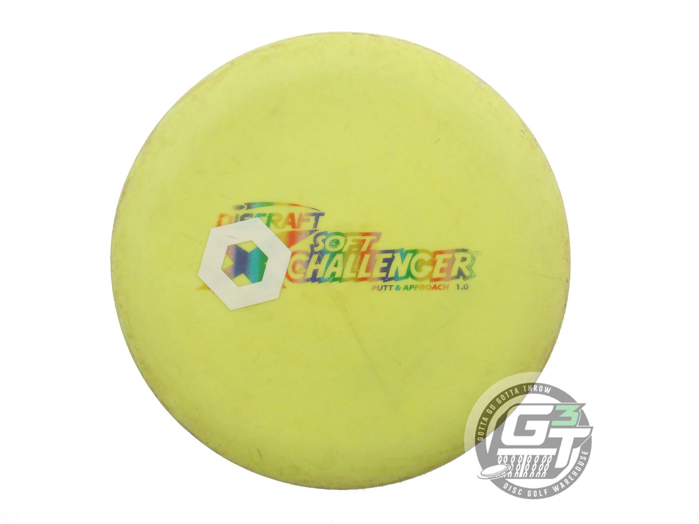 USED Discraft X Soft Challenger 174g Yellow Rainbow Foil Putter Golf Disc