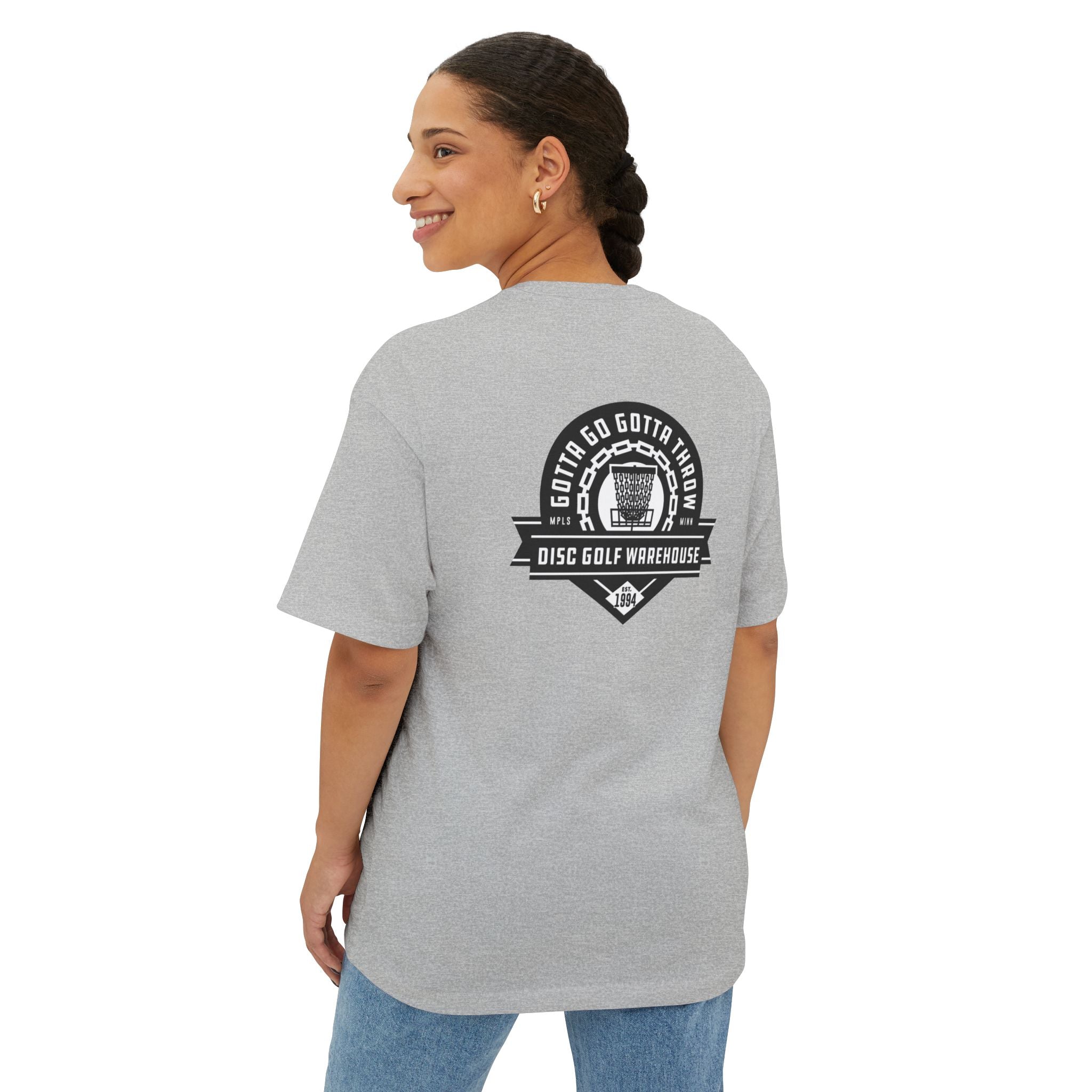 Gotta Go Gotta Throw Bar Stamp Unisex Oversized Boxy Disc Golf T-Shirt