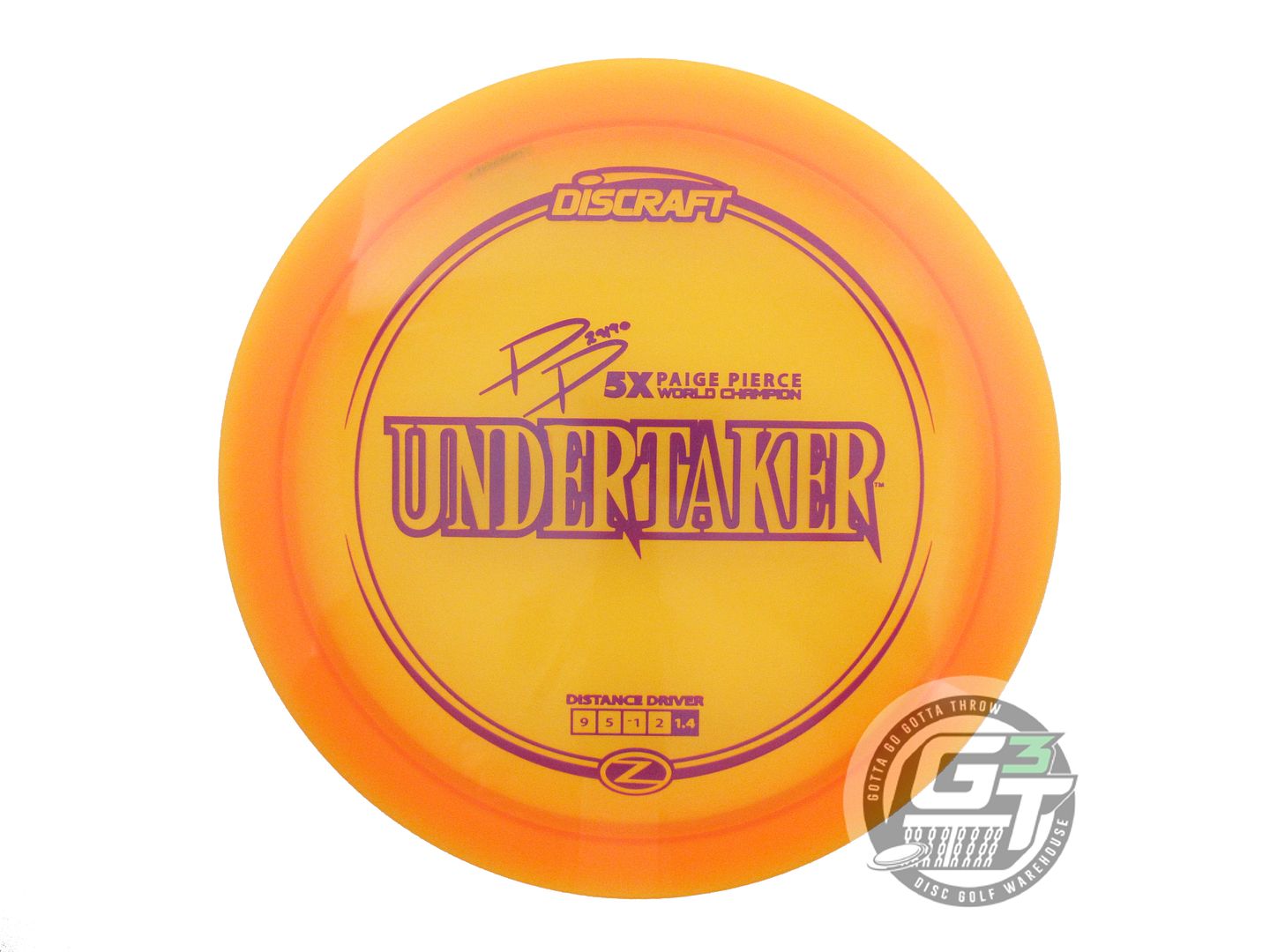 NOS Discraft [PIERCE] Z Undertaker 172g Orange Purple Stamp Distance Driver Disc
