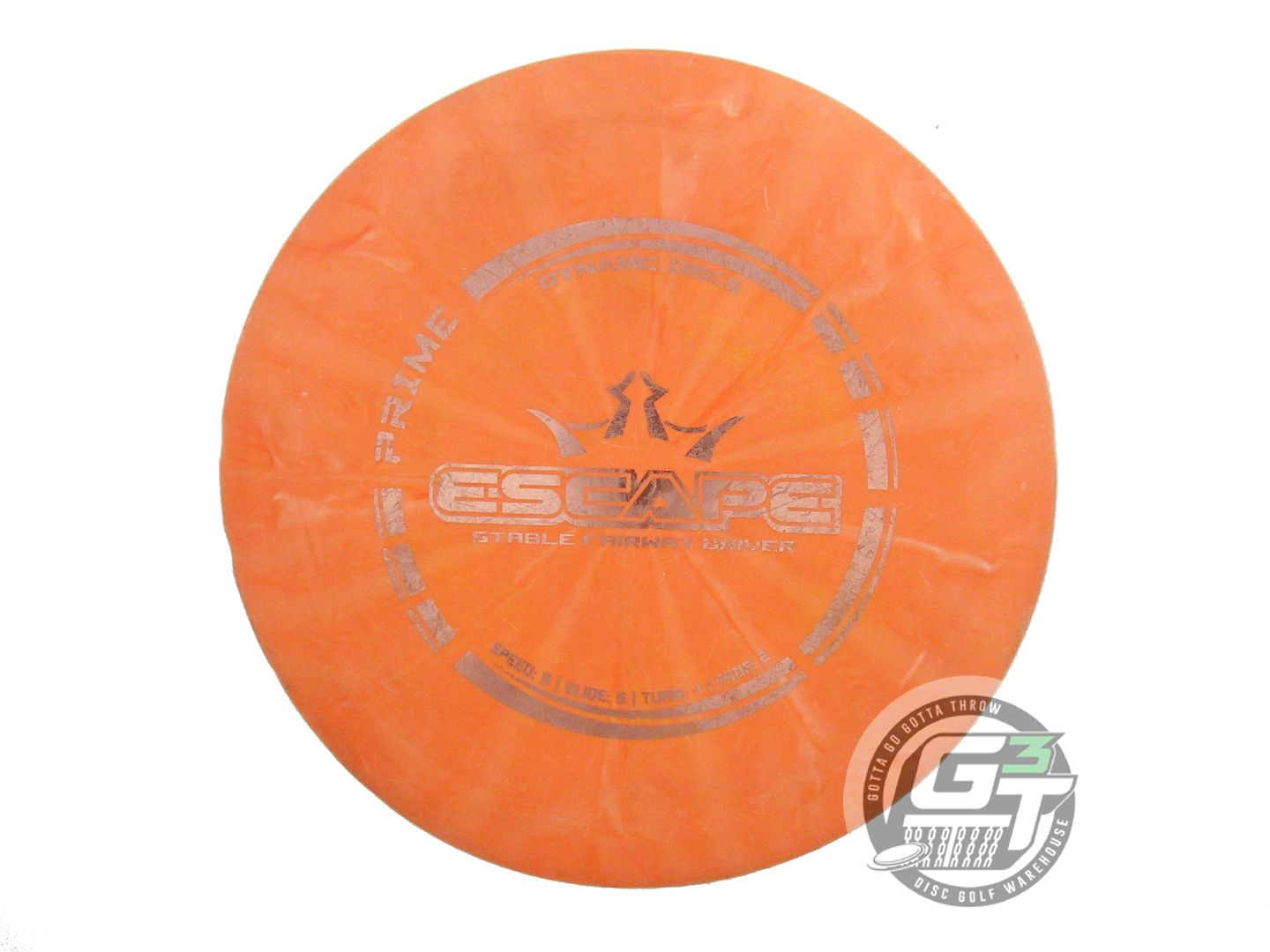 USED Dynamic Discs Prime Burst Escape 174g Orange Silver Foil Driver Disc
