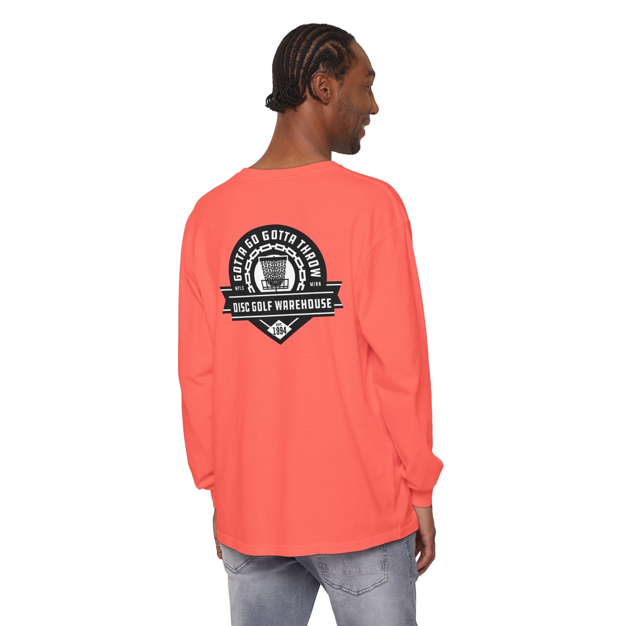 Gotta Go Gotta Throw Bar Stamp Unisex Garment-dyed Long Sleeve Disc Golf T-Shirt