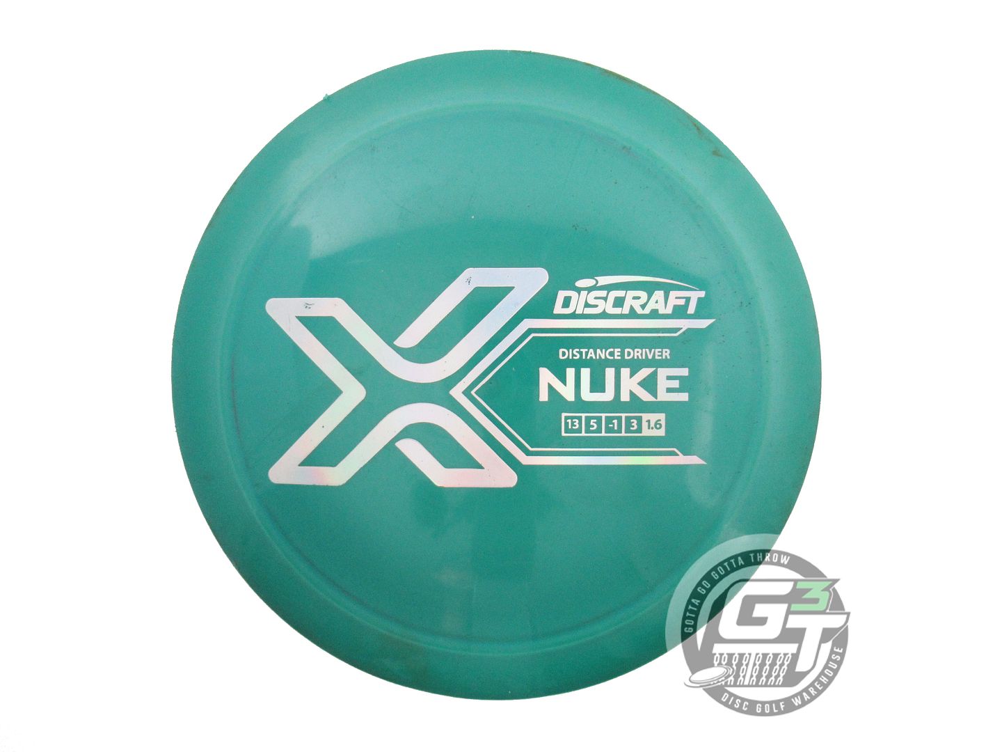 USED Discraft X Nuke 169g Green Silver Holo Foil Distance Driver Golf Disc