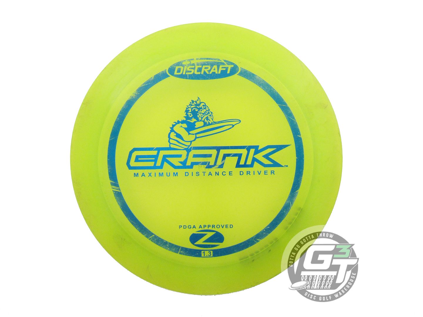 USED Discraft Z Crank 174g Yellow Blue Foil PFN Distance Driver Golf Disc