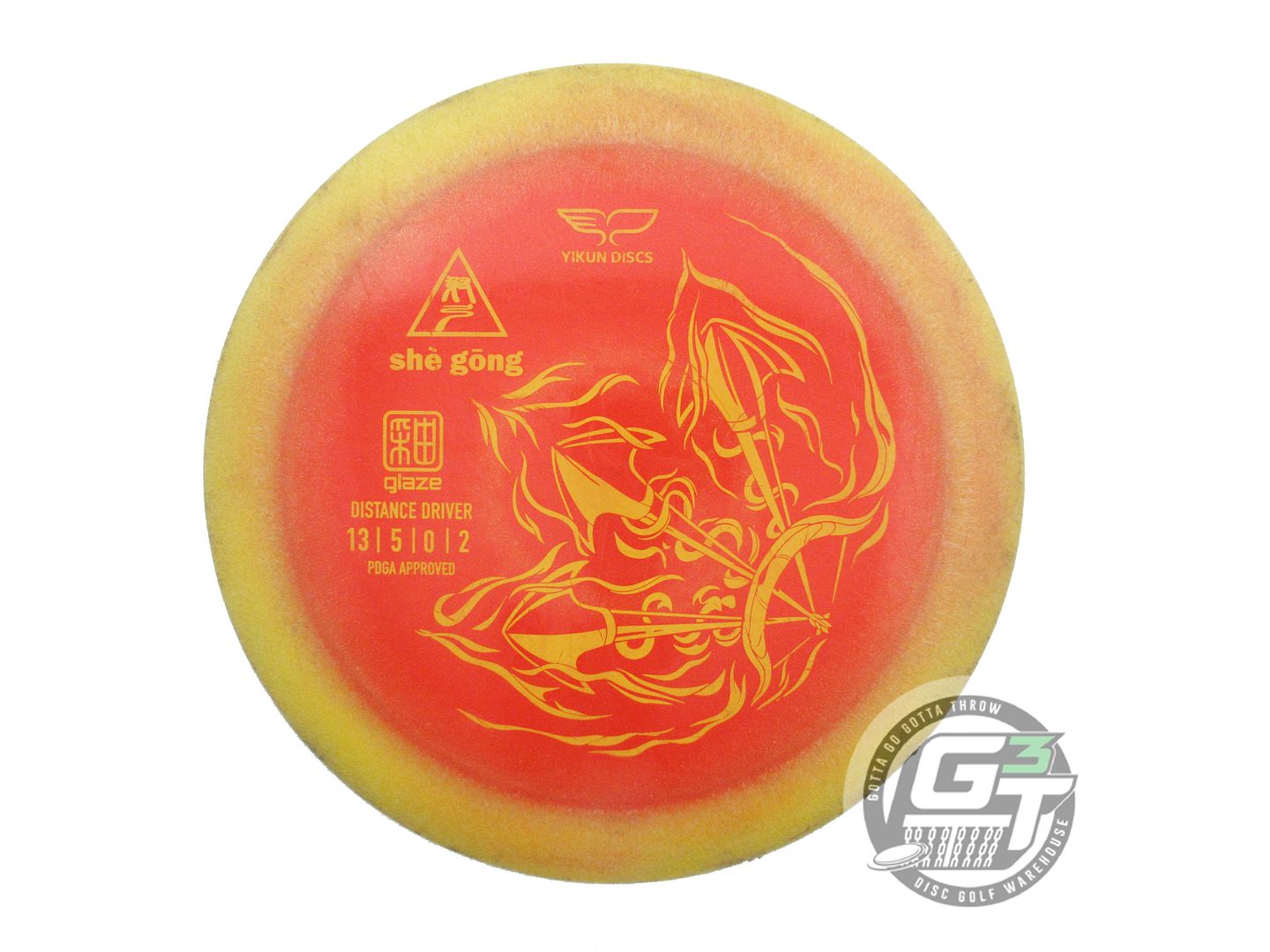 USED Yikun Disc Golf Glaze She Gong 174g Orange-Red Distance Driver Golf Disc