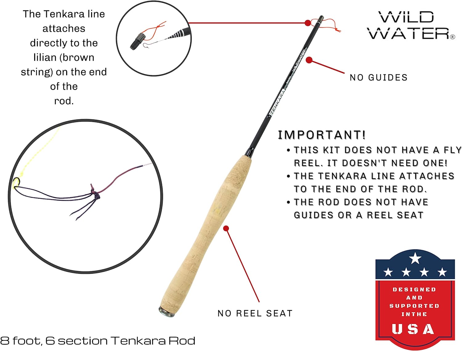 Wild Water Tenkara Fly Fishing Kit 8 ft Rod