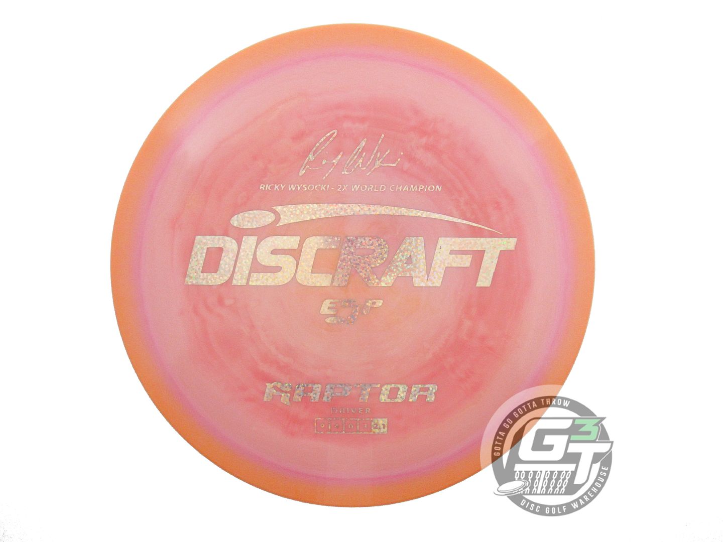 USED Discraft [WYSOCKI] ESP Raptor 166g Orange-Pink Gold Glitter Driver Disc