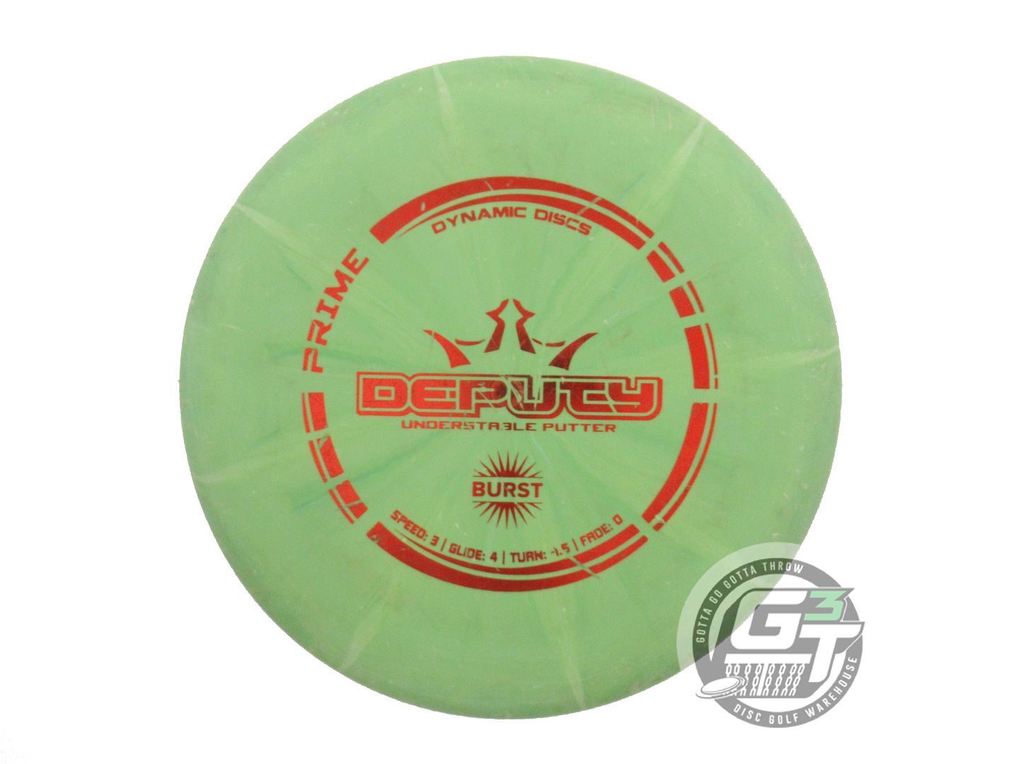 USED Dynamic Discs Prime Burst Deputy 176g Green Red Foil Putter Golf Disc