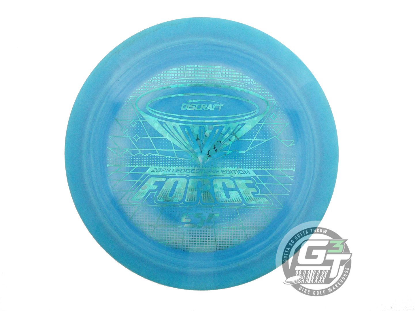 USED Discraft [LEDGESTONE] ESP Force 166g Blue Teal Flower Foil Driver Golf Disc
