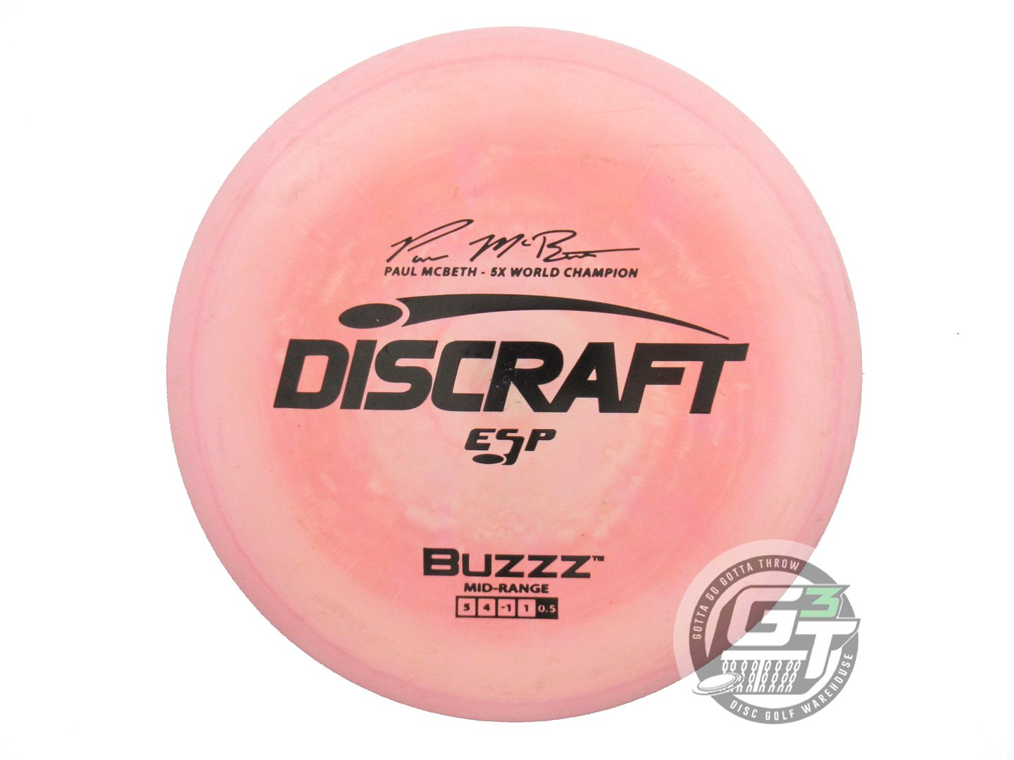 USED Discraft [McBETH] ESP Buzzz 179g Pink-Peach Black Stamp Midrange Golf Disc