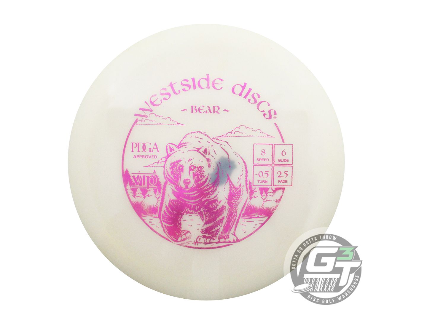 USED Westside Discs VIP Bear 167g White Magenta Foil Fairway Driver Golf Disc