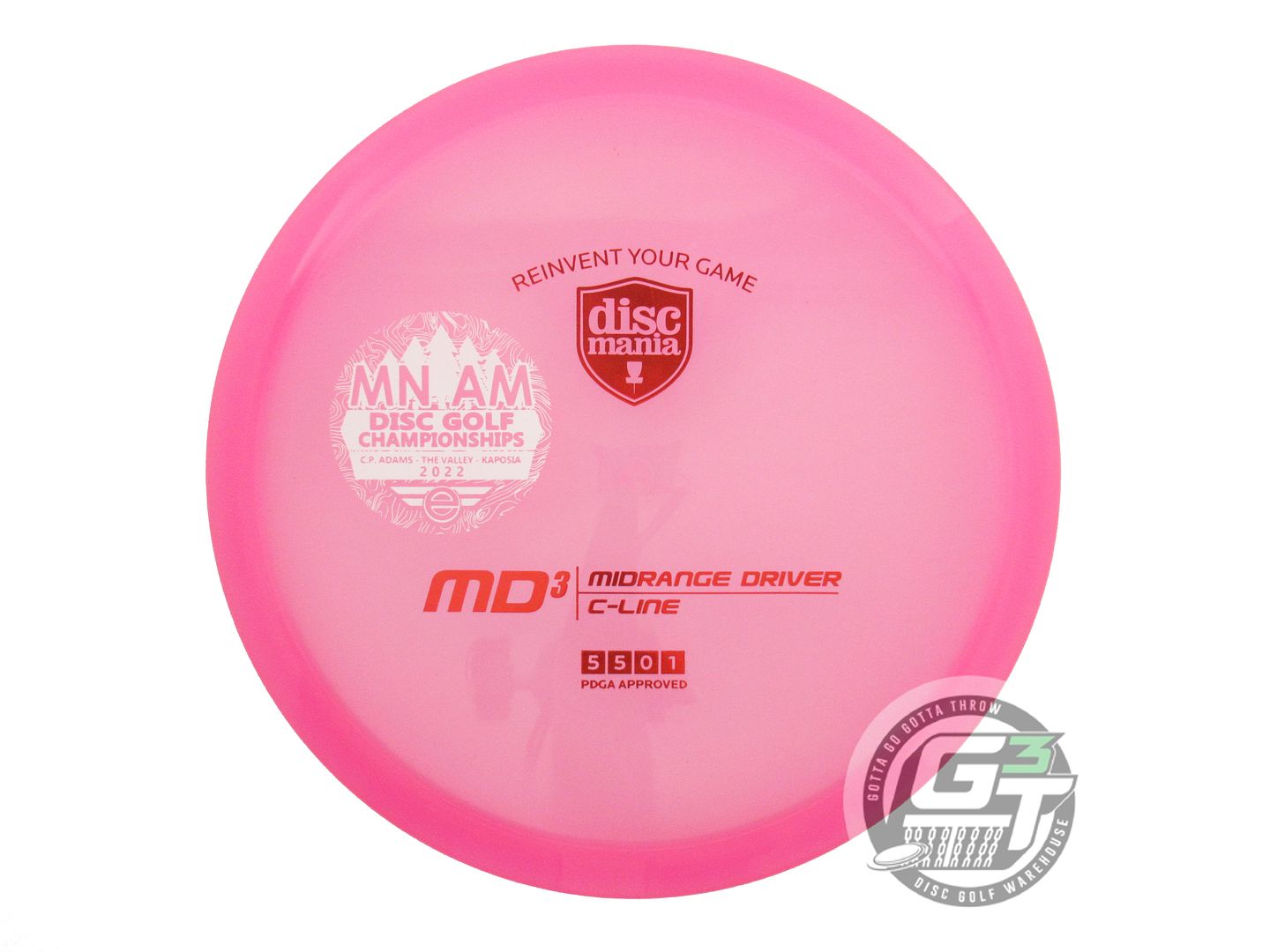 USED DiscMania [MN AMDGC] C-Line MD3 180g Pink Red Foil Midrange Golf Disc