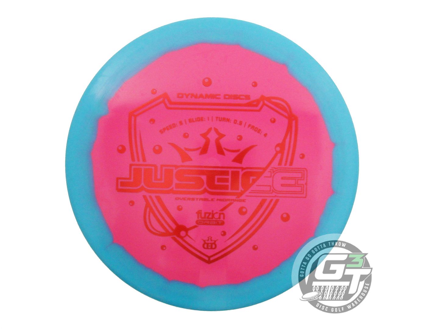 USED Dynamic Discs Fuzion Orbit Justice 176g Teal-Pink Midrange Golf Disc