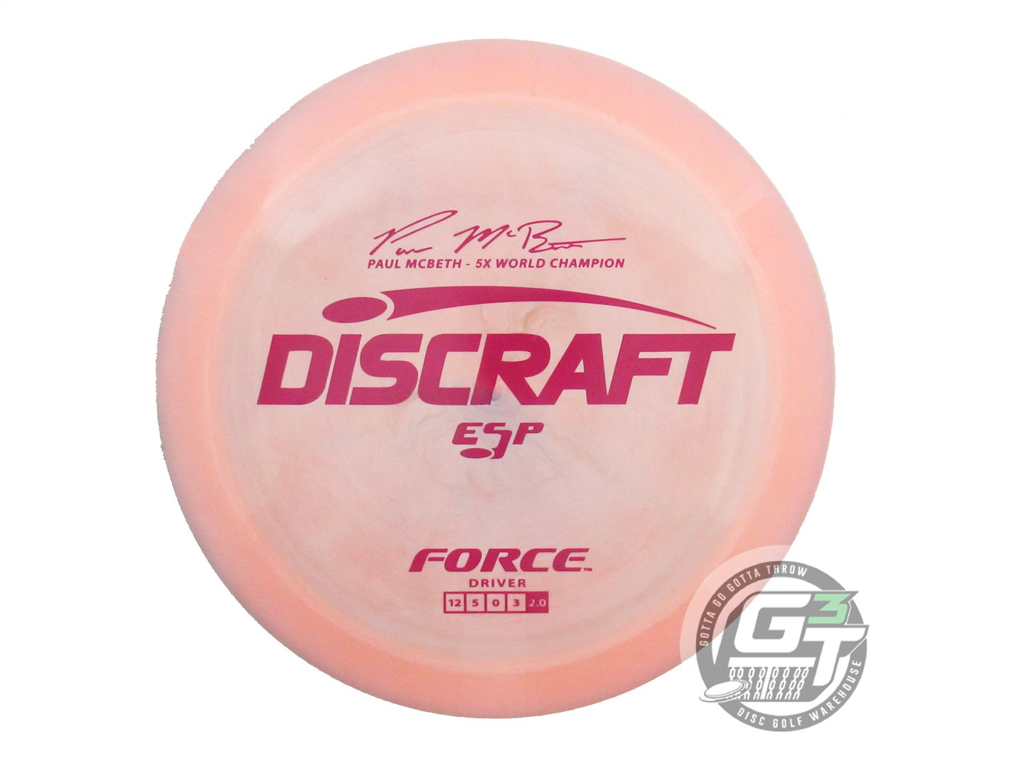 USED Discraft [McBETH] ESP Force 175g Peach Magenta Stamp Distance Driver Disc