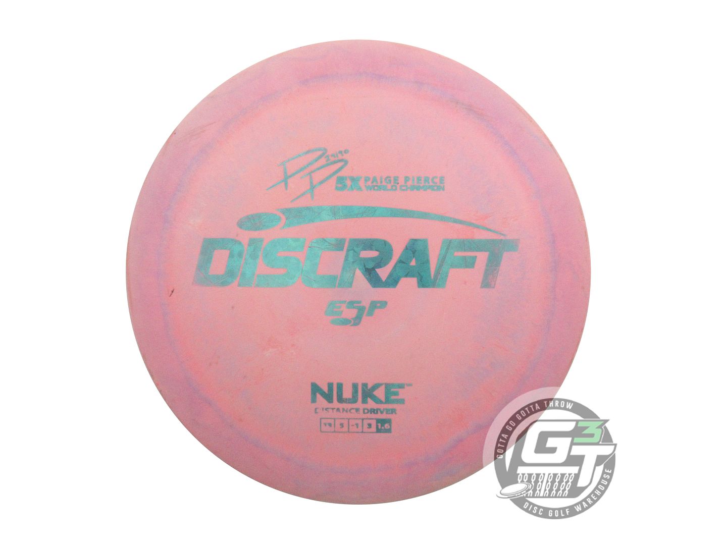 USED Discraft [PIERCE] ESP Nuke 176g Pink-Lilac Teal Flower Distance Driver Disc