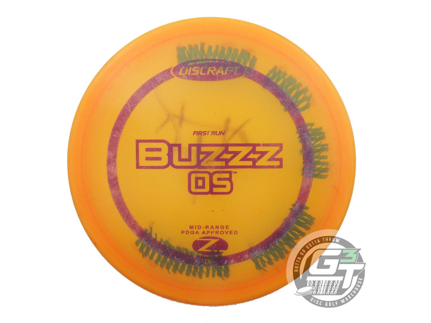 USED Discraft FIRST RUN Z Buzzz OS 177g Orange Purple Stamp Midrange Golf Disc