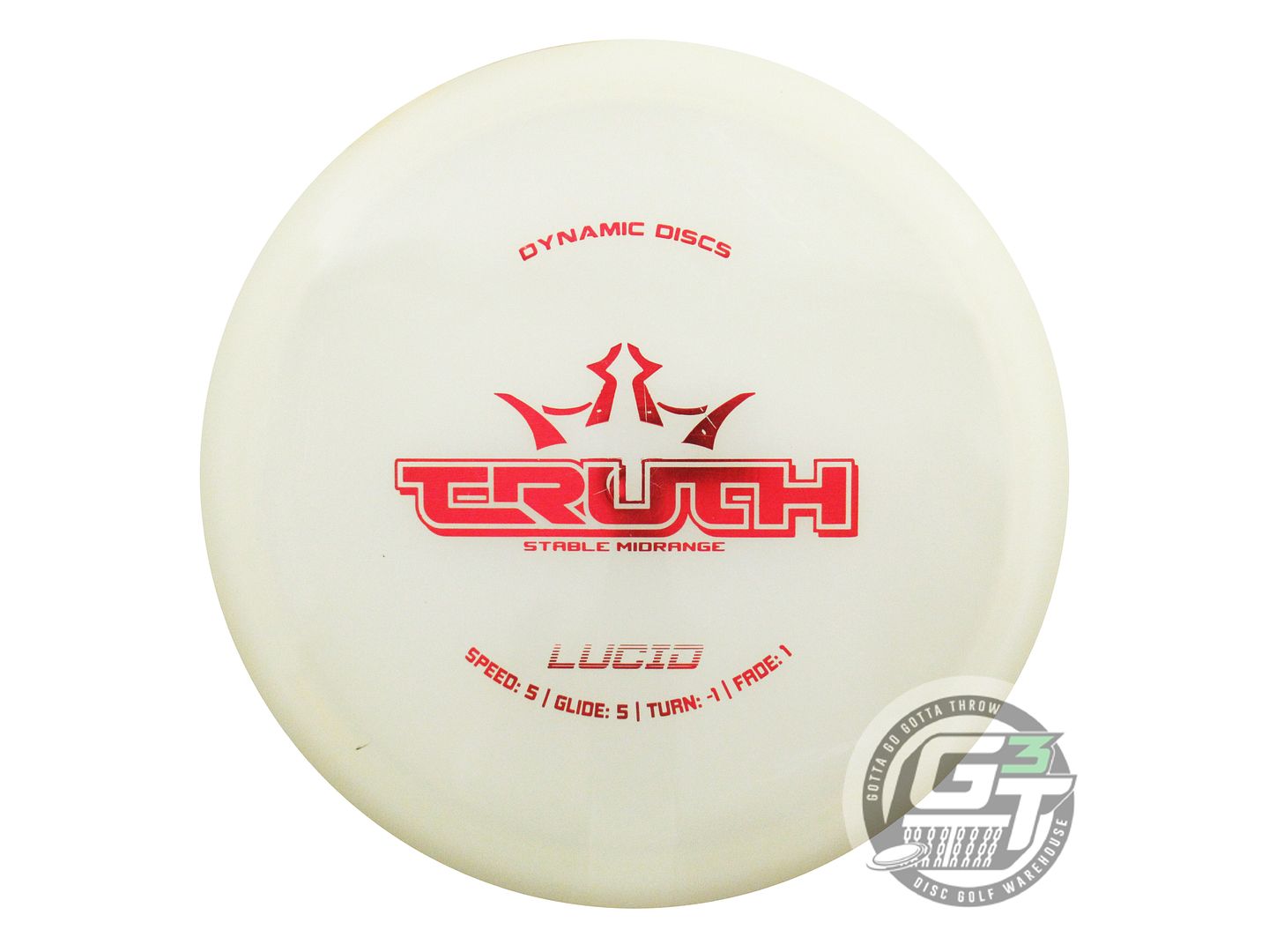 USED Dynamic Discs Lucid Truth 173g White Red Foil Midrange Golf Disc