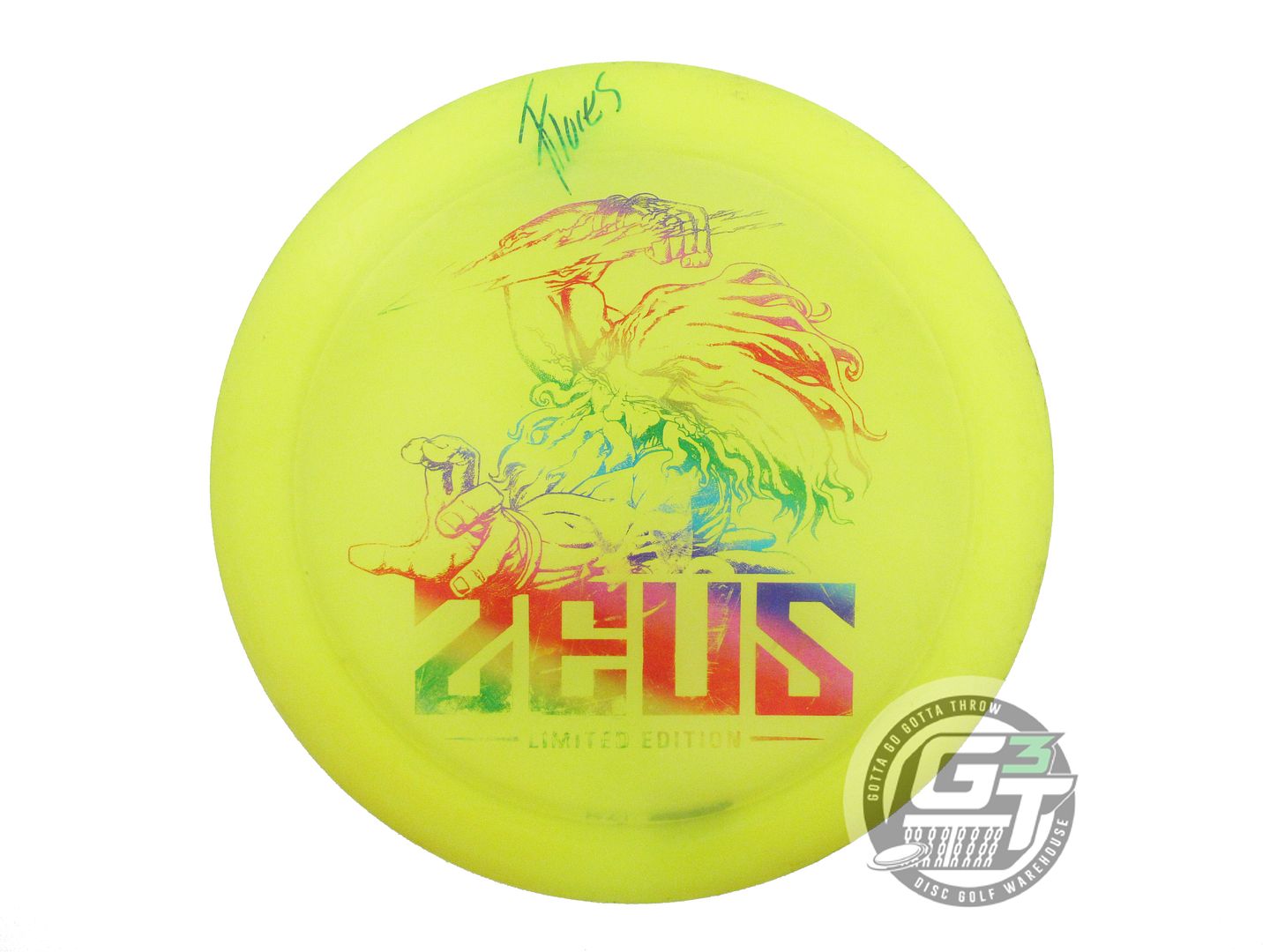 USED Discraft Elite Team [McBETH] Z Zeus 174g Yellow Rainbow Foil Driver Disc