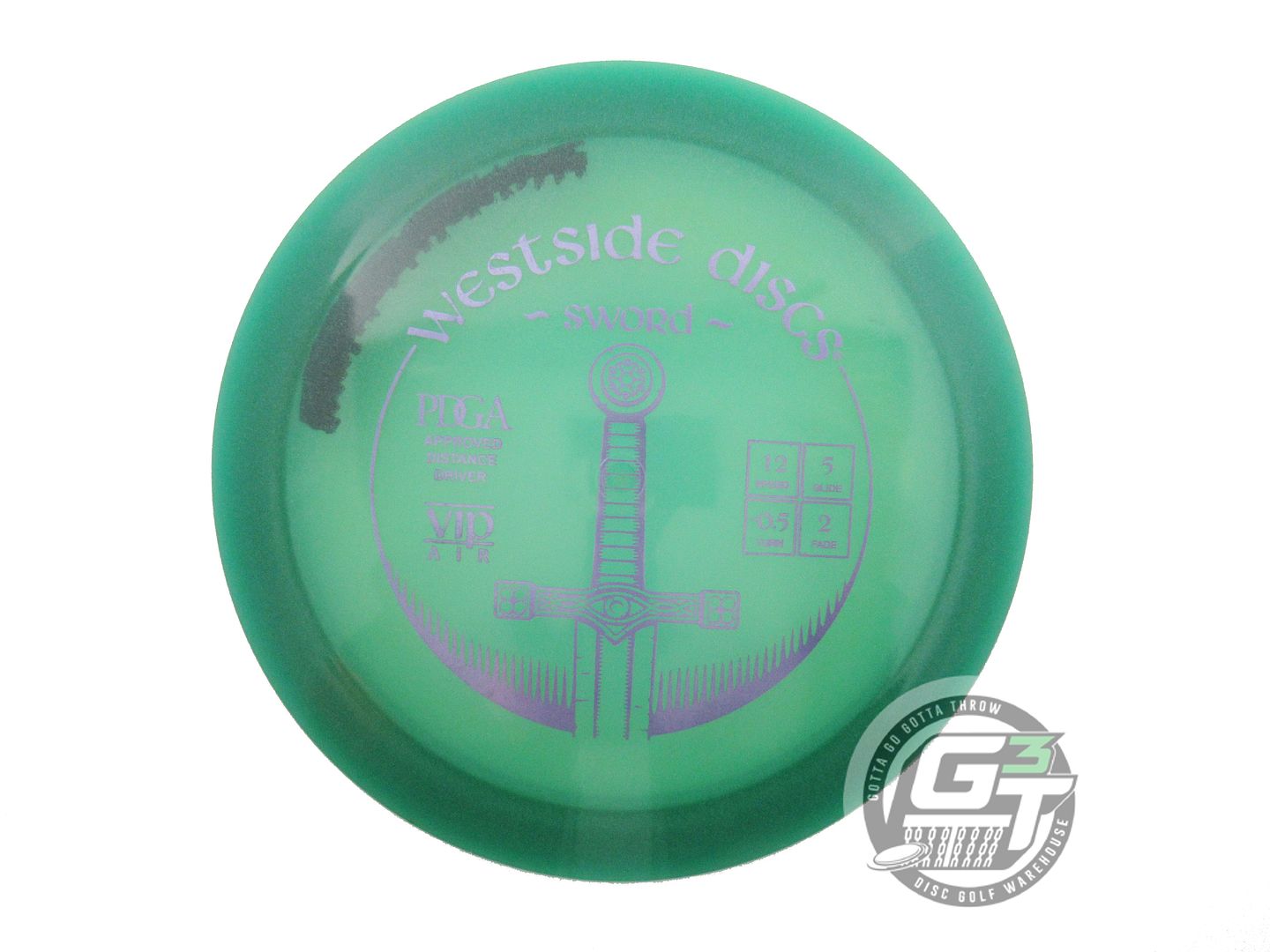 USED Westside Discs VIP AIR Sword 156g Green Lilac Foil Distance Driver Disc