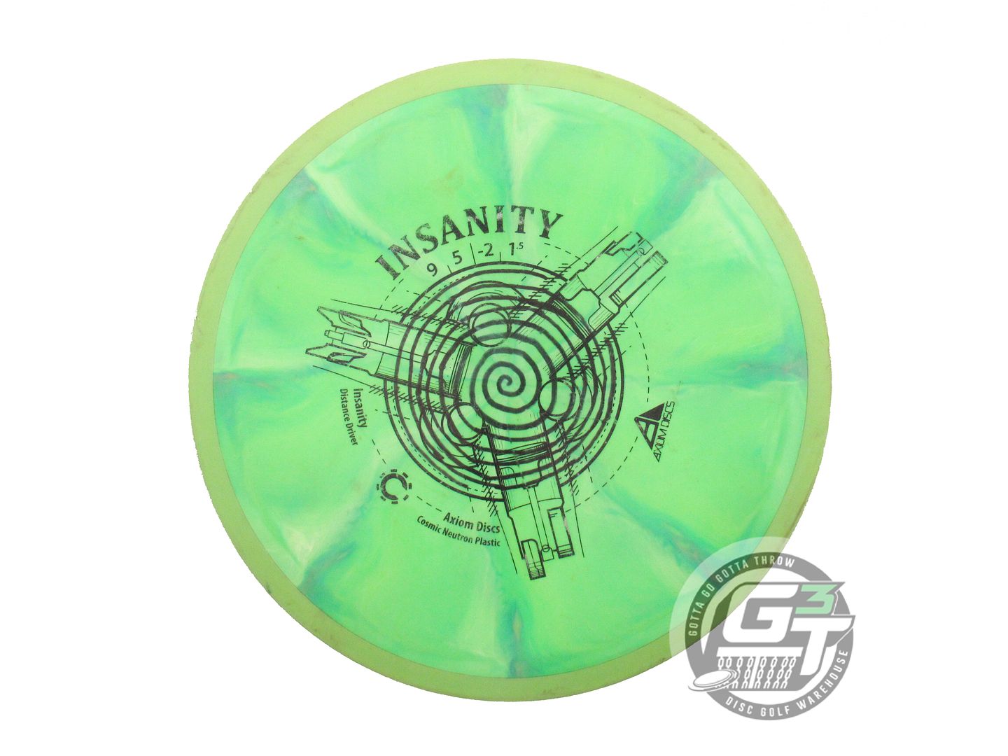 USED Axiom Discs Cosmic Neutron Insanity 172g Lime Olive Rim Driver Golf Disc