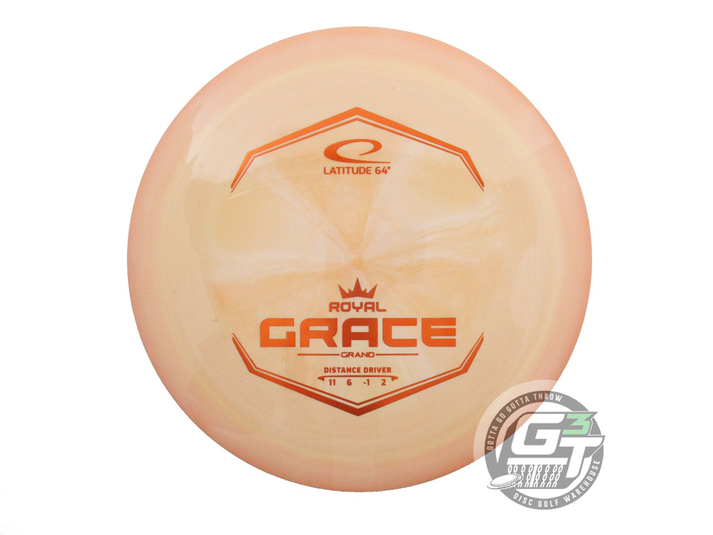 USED Latitude 64 Royal Grand Grace 174g Peach Orange Foil Distance Driver Disc