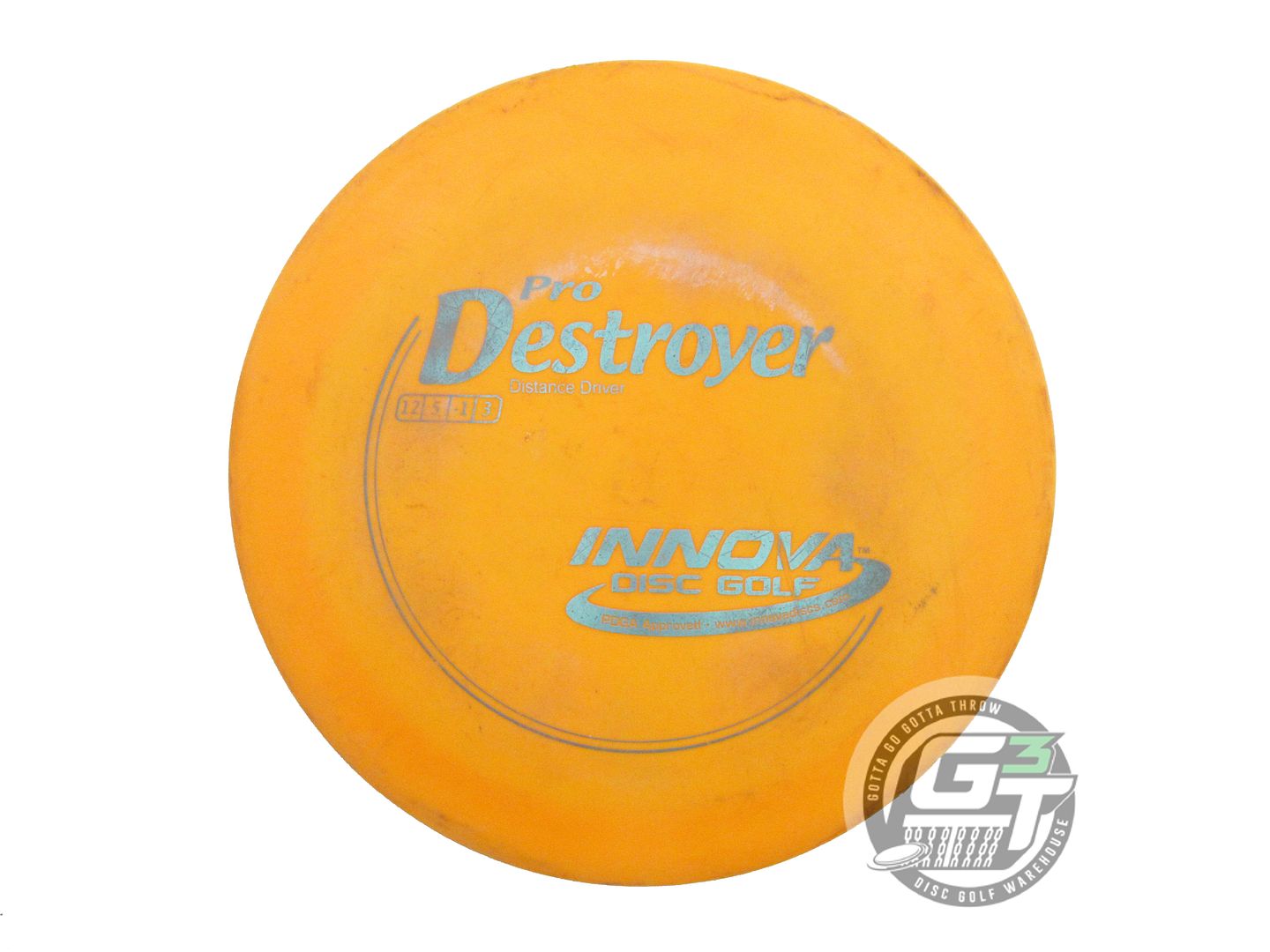 USED Innova Pro Destroyer 176g Orange Aqua Foil Distance Driver Golf Disc