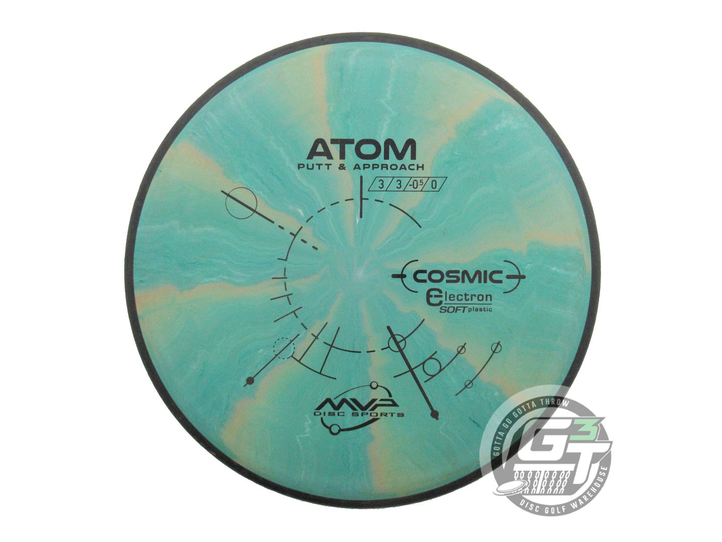 USED MVP Disc Sports Cosmic Electron Soft Atom 167g Green-Peach Putter Golf Disc