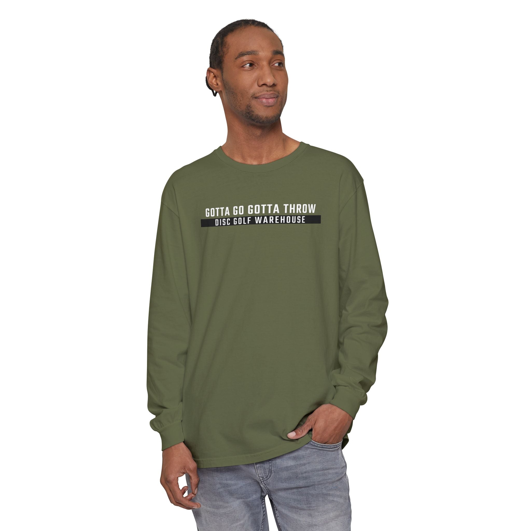 Gotta Go Gotta Throw Bar Stamp Unisex Garment-dyed Long Sleeve Disc Golf T-Shirt