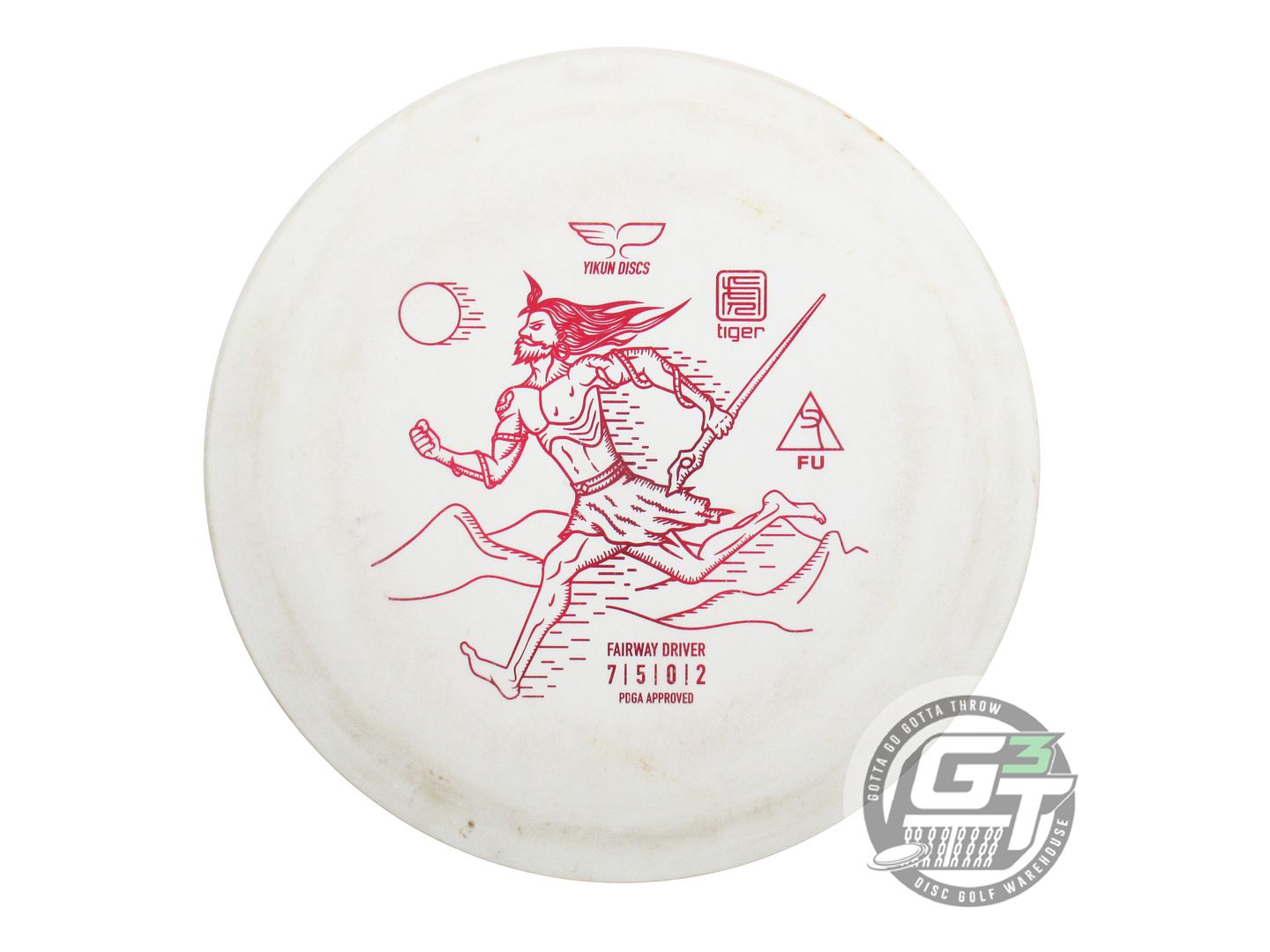 USED Yikun Disc Golf Tiger Line Fu 170g White Red Foil Distance Driver Golf Disc
