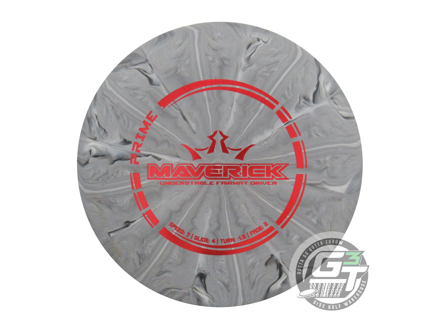 USED Dynamic Discs Prime Burst Maverick 175g Gray Red Foil Distance Driver Disc