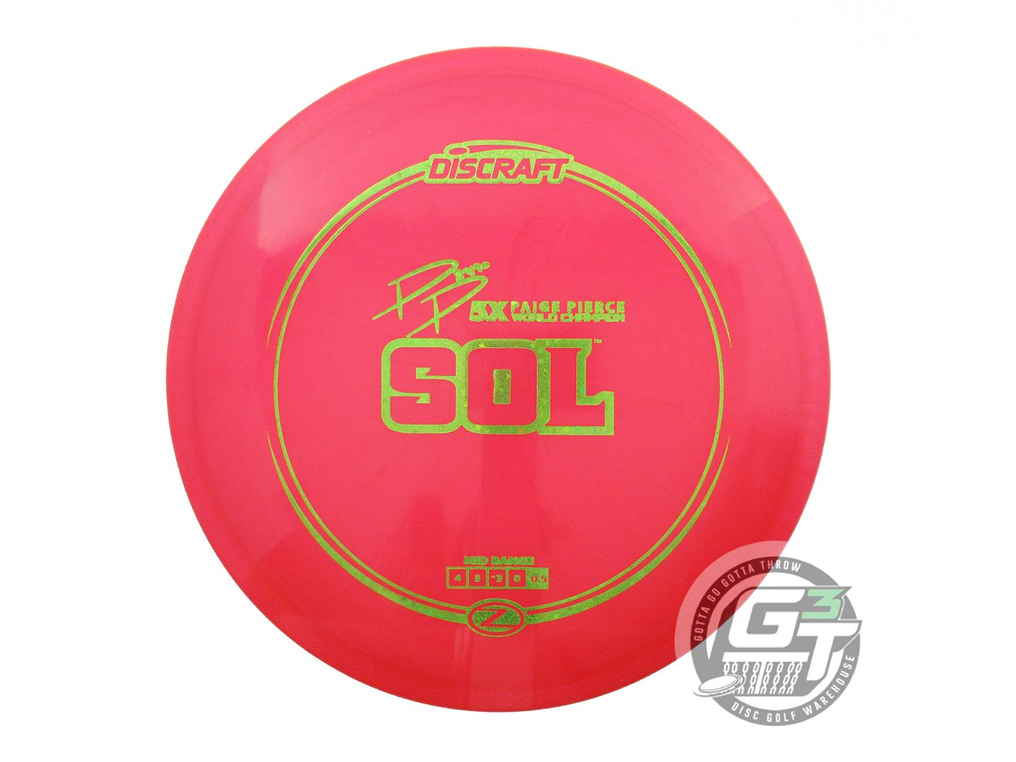 NOS Discraft [PIERCE] Z Sol 173g Red Lime Star Foil Midrange Golf Disc