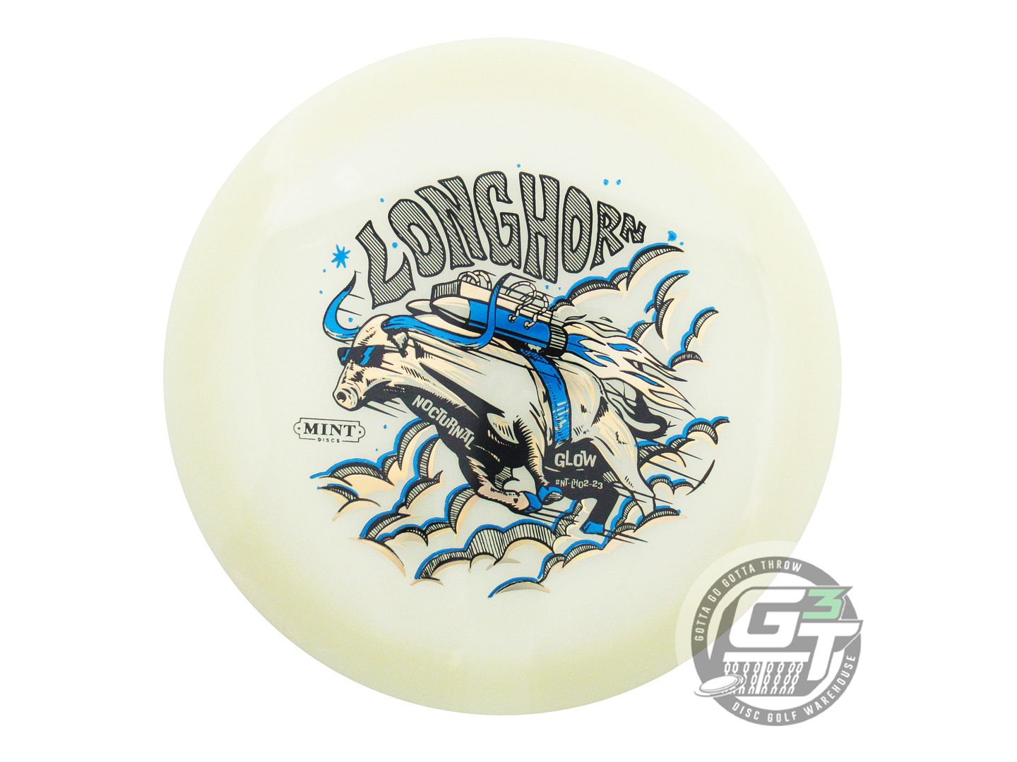 USED Mint Discs Nocturnal Glow Longhorn 172g Blue & Gold Foil Driver Golf Disc