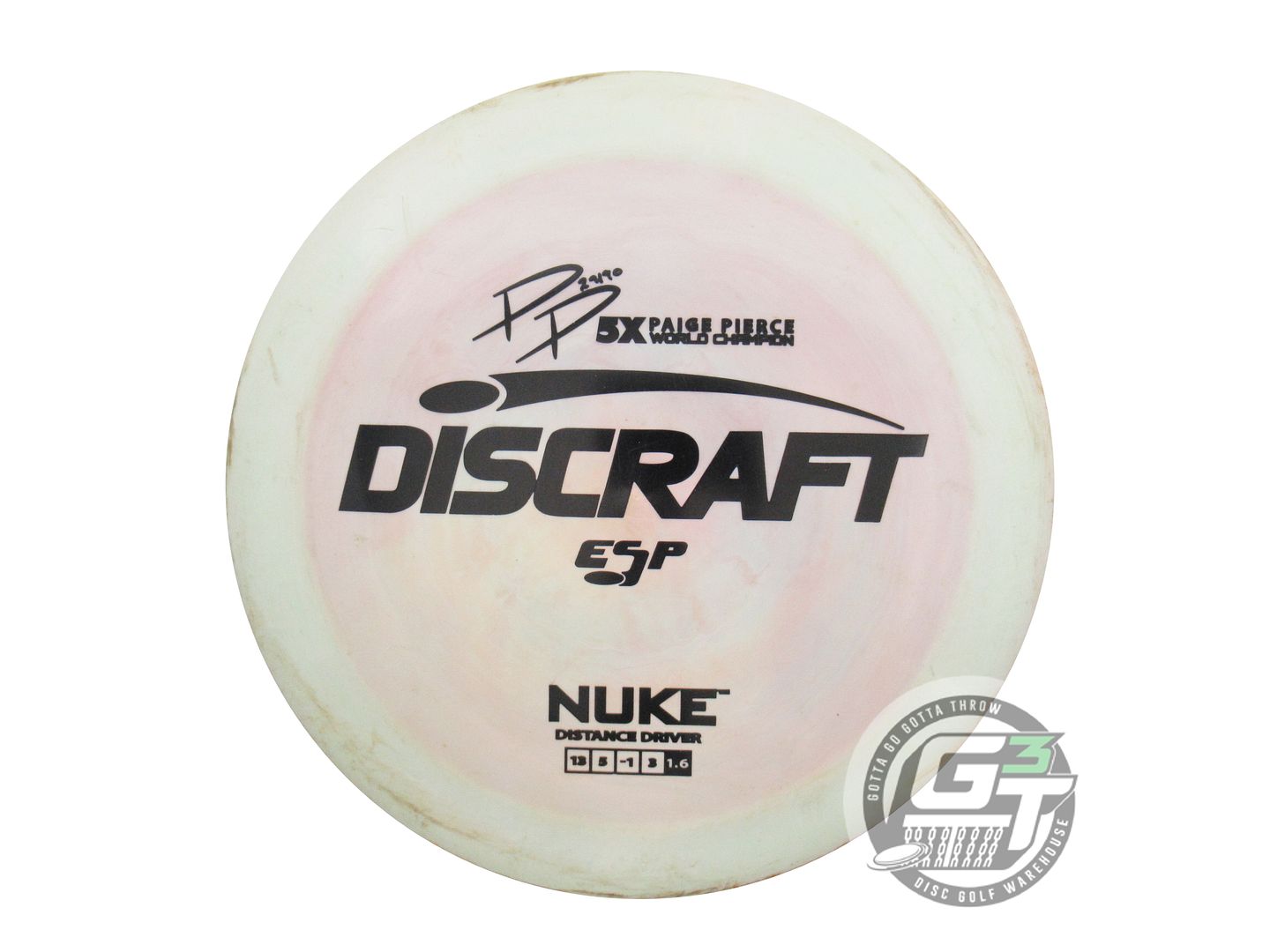 USED Discraft [PIERCE] ESP Nuke 175g Lt. Lime-Pink Black Stamp Driver Golf Disc
