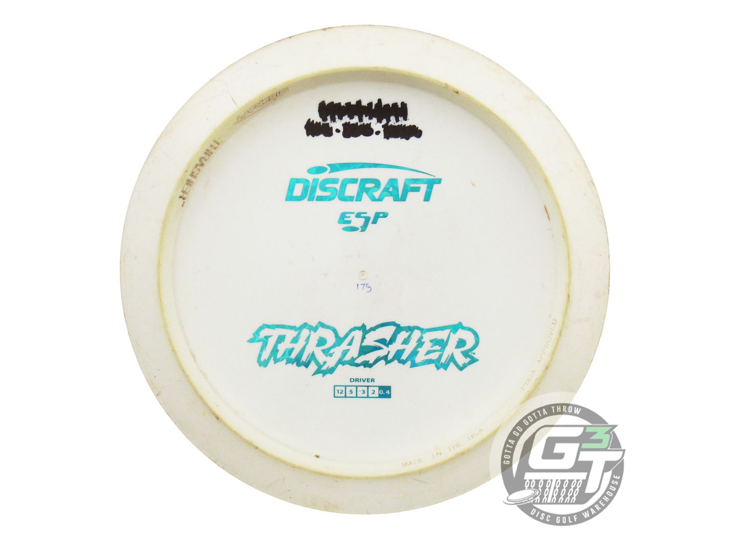 USED Discraft Backstamp ESP Thrasher 176g White Teal Flower Foil Driver Disc