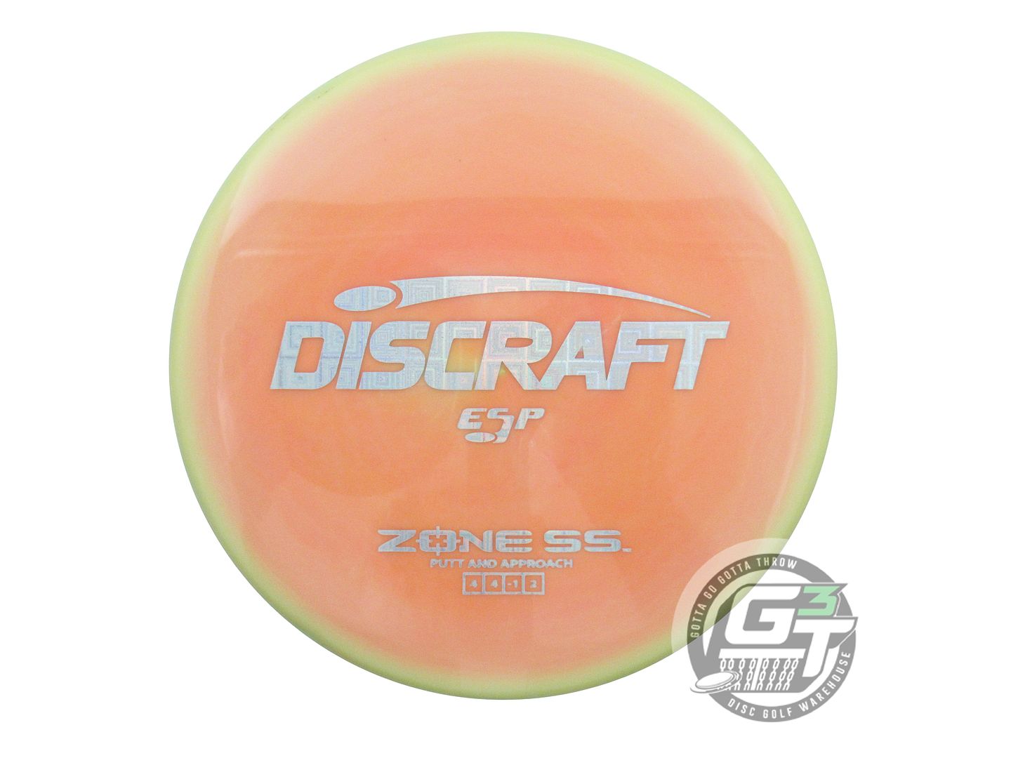 NOS Discraft ESP Zone SS 176g Lime-Orange Square Holo Foil Putter Golf Disc