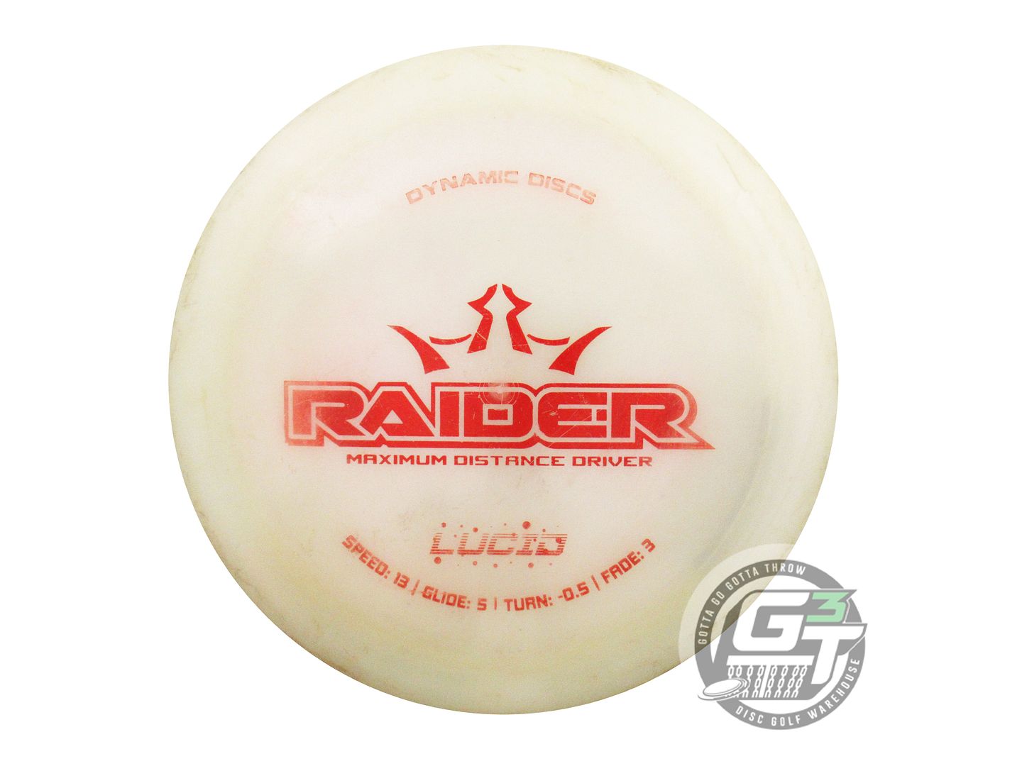 USED Dynamic Discs Glimmer Lucid Raider 175g White Red Foil Distance Driver Disc
