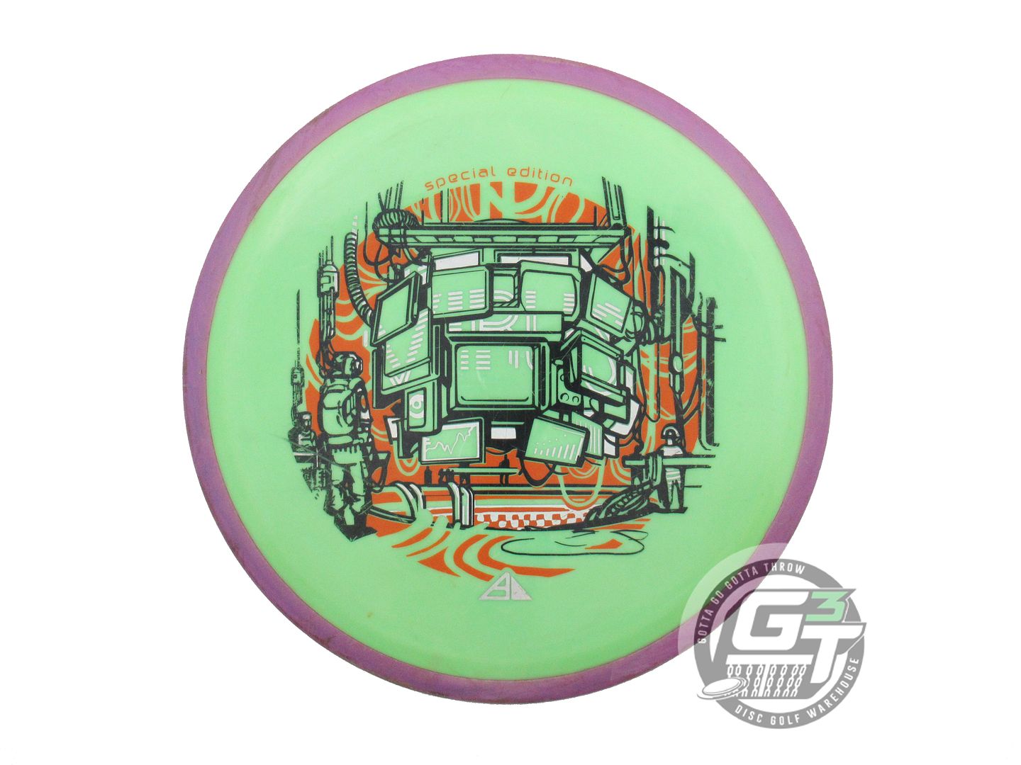 USED Axiom Discs [SE] Neutron Virus 175g Lime Purple Rim Distance Driver Disc