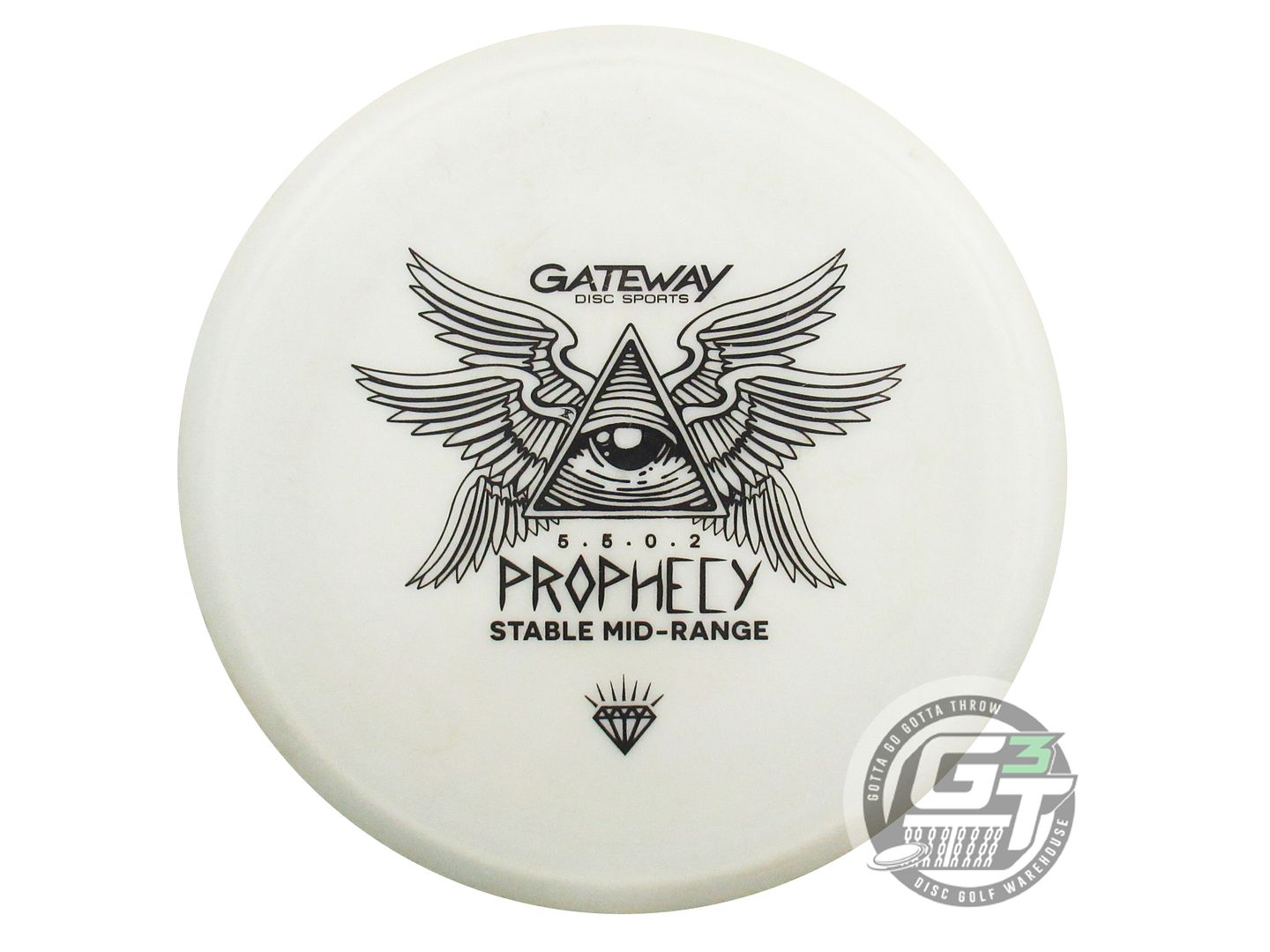 USED Gateway Diamond Glow Prophecy 180g White Black Stamp Midrange Golf Disc