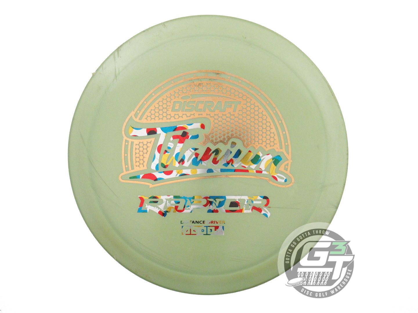 USED Discraft Titanium Raptor 174g Lime Gold Foil Distance Driver Golf Disc