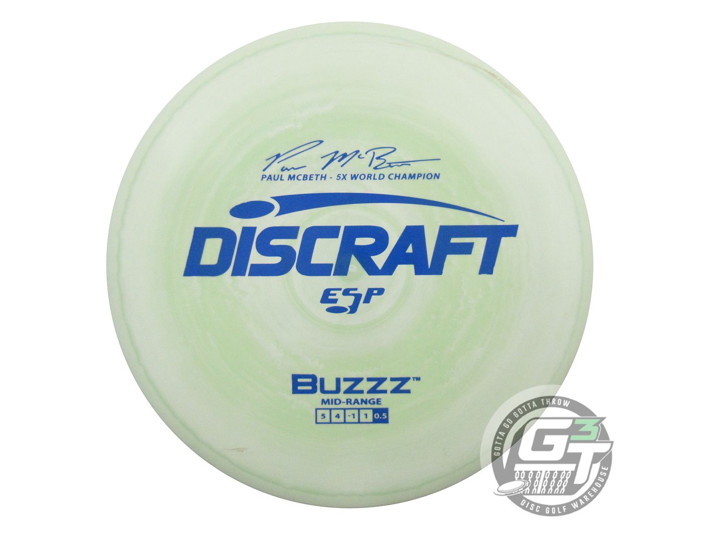 USED Discraft [McBETH] ESP Buzzz 180g Lime-Cream Blue Stamp Midrange Golf Disc