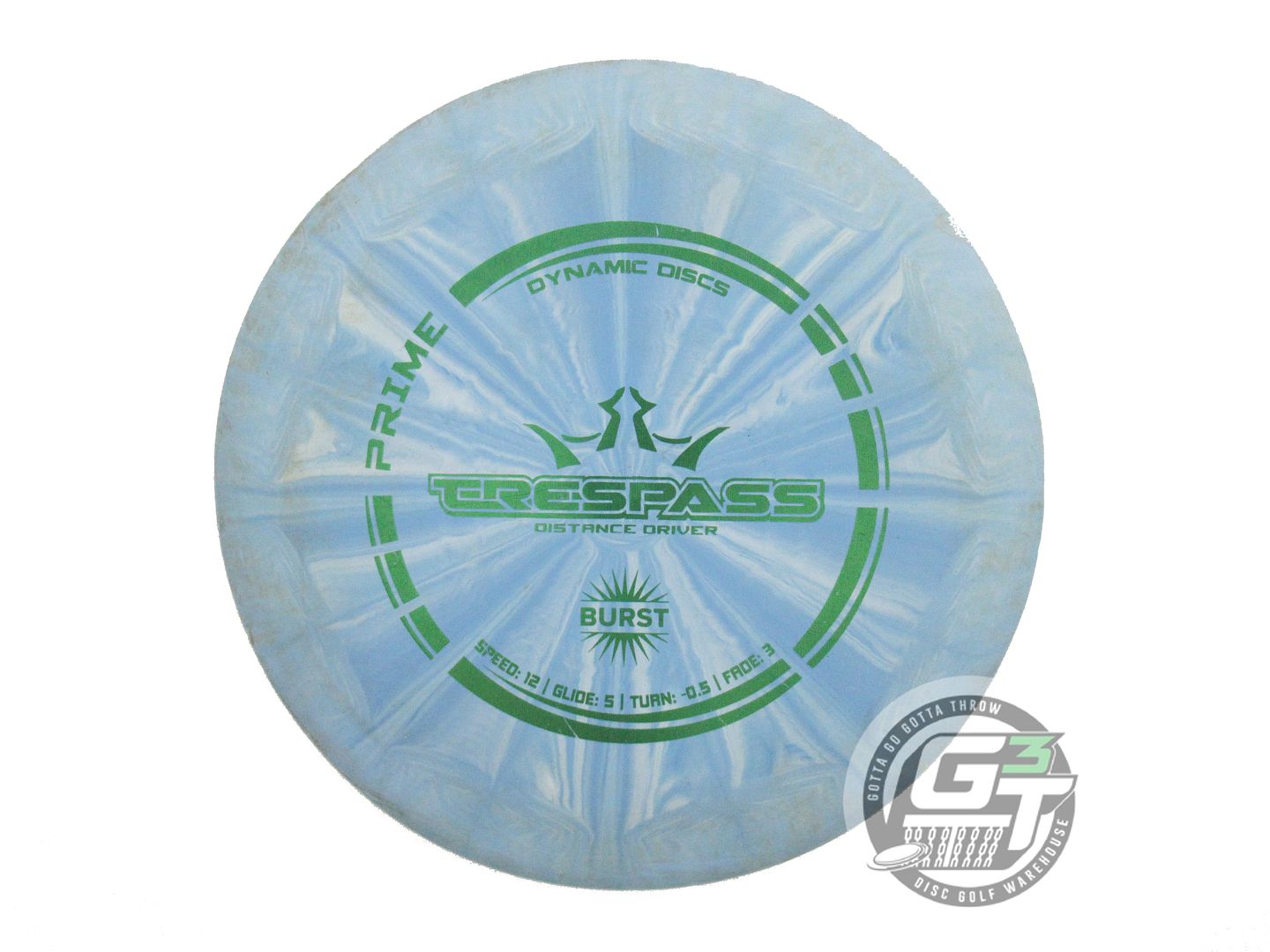 USED Dynamic Discs Prime Burst Trespass 174g Blue Green Foil Driver Golf Disc