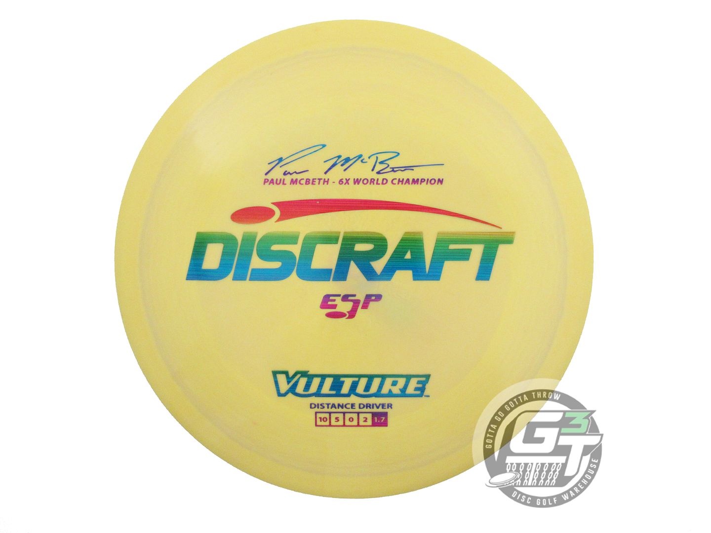 USED Discraft [McBETH] ESP Vulture 174g Yellow Rainbow Laser Foil Driver Disc
