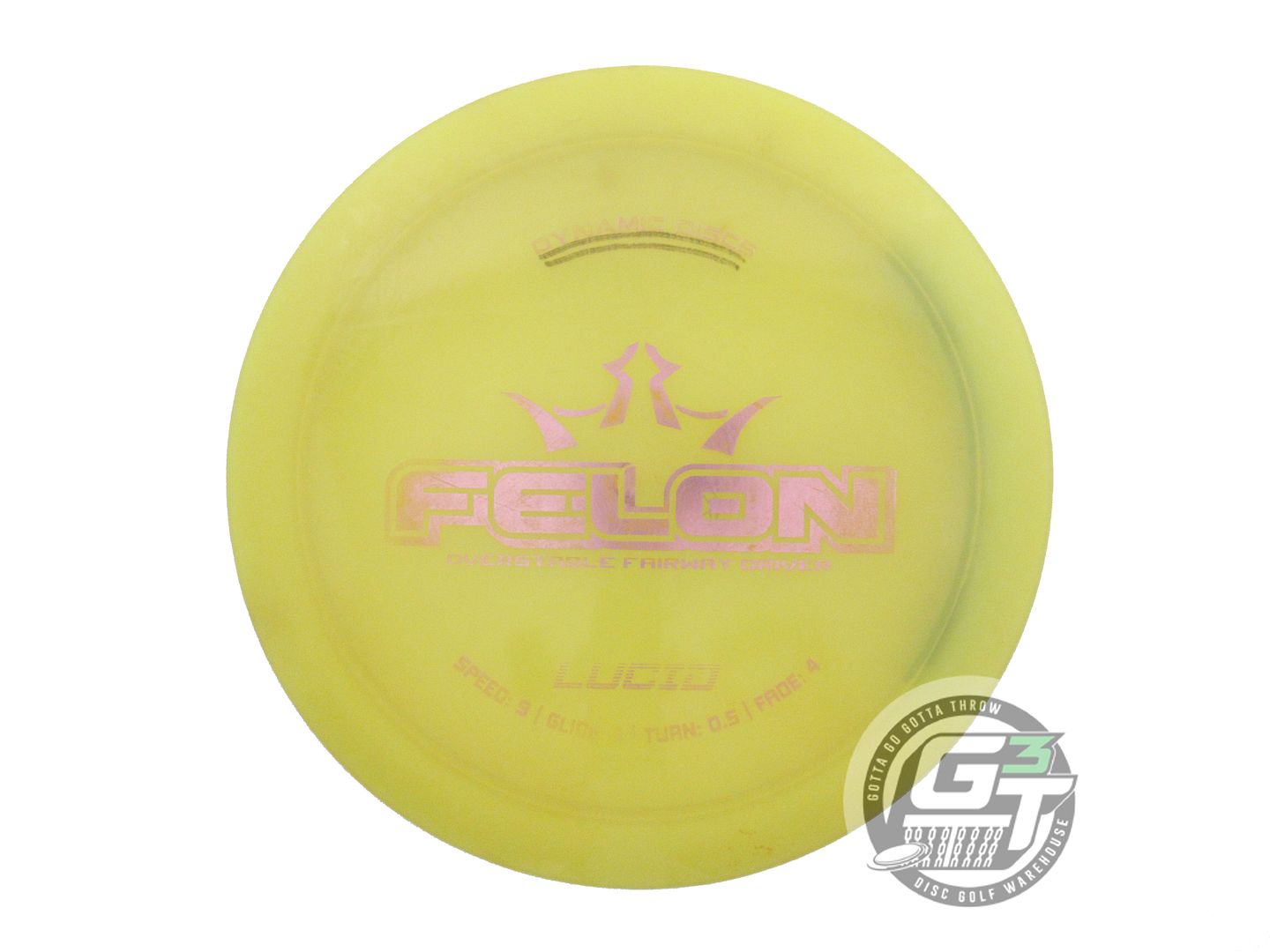 USED Dynamic Discs Lucid Felon 175g Yellow Pink Foil Fairway Driver Golf Disc